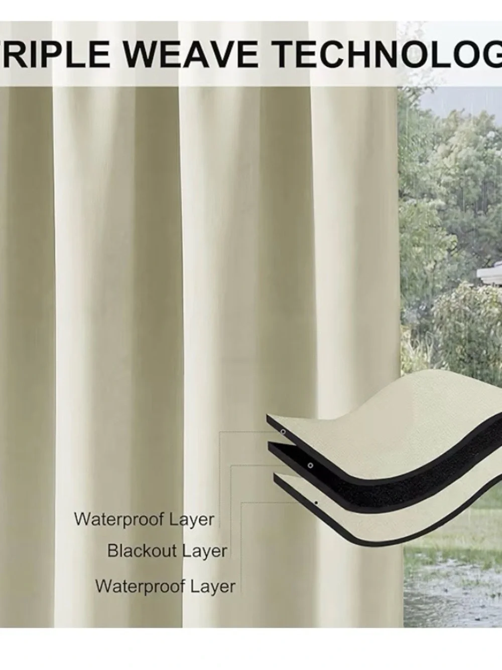 Outdoor Water-Resistant Tab Top Curtain Panels - 2 Panels